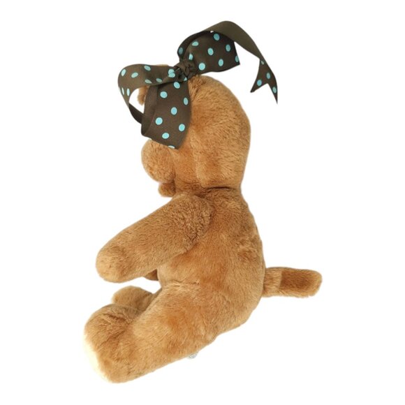 Build A Bear Puppy Dog Plush 13" Stuffed Animal Toy Bent Ears Bow Brown Tan BAB - Picture 8 of 12